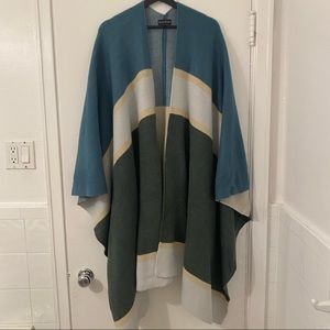 Colourblock Wool Mix Wrap - one size